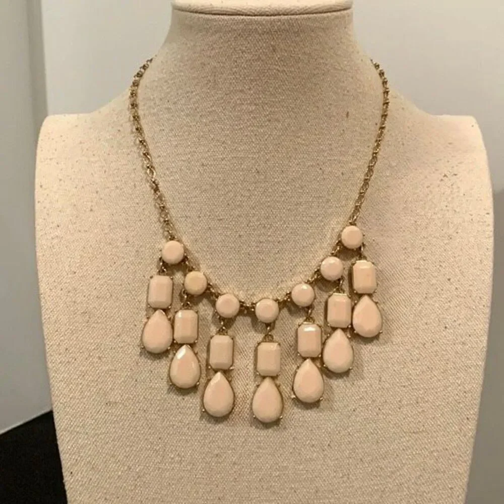 Kate Spade Riviera Garden Collar Bib Statement Necklace in Creamy Blush